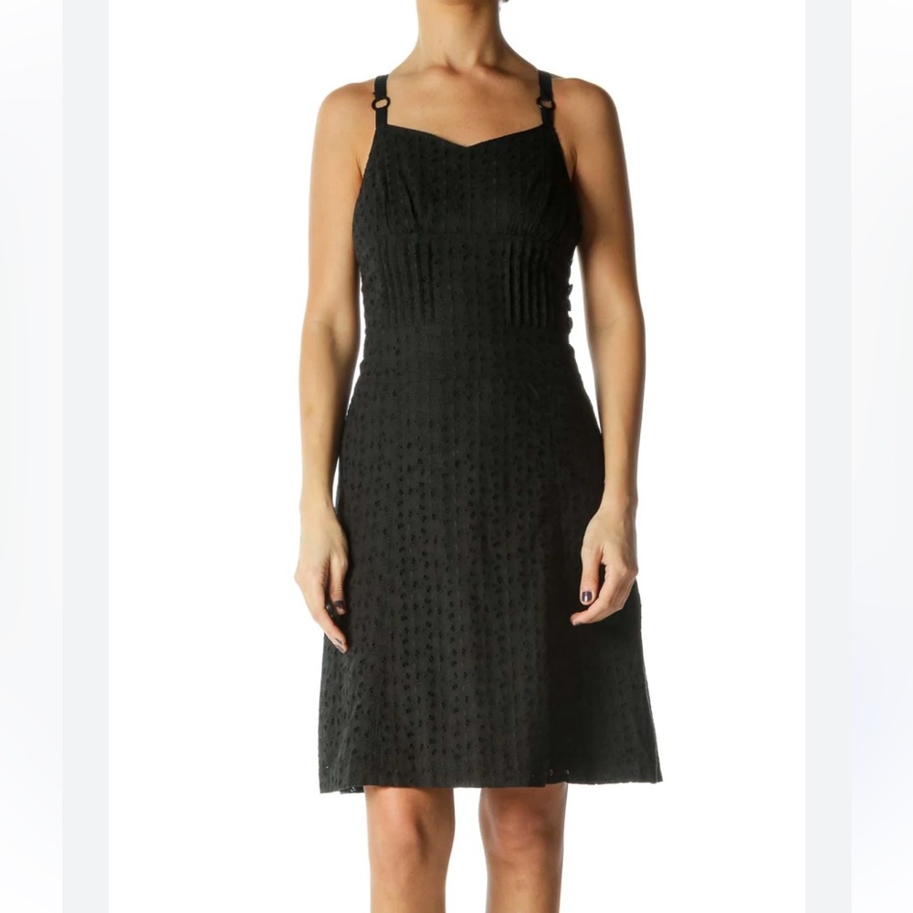 Luella 100 percent cotton Black Eyelet Zipper Back dress 5